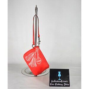 NWT Coach Women's Peach Leather Wristlet With White Tassel Design Sz S 276